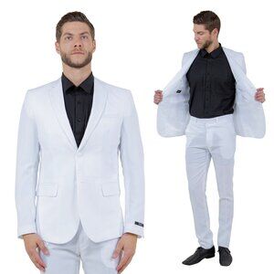 Vitto's Premium Polyester 2pc Mens Suit, White